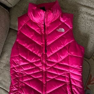 North face hot pink puffer vest